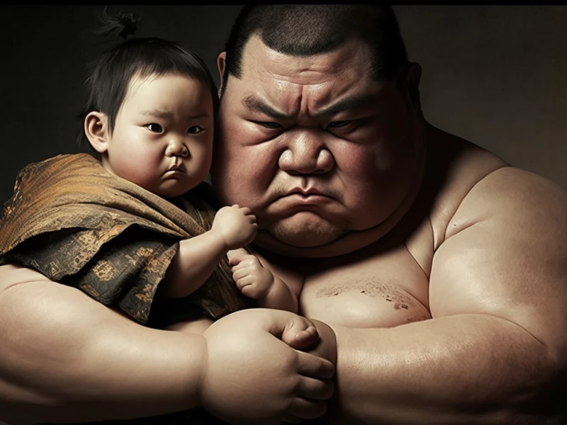 Если сумоист подержит ребенка на руках, то это даст тому силы и здоровья